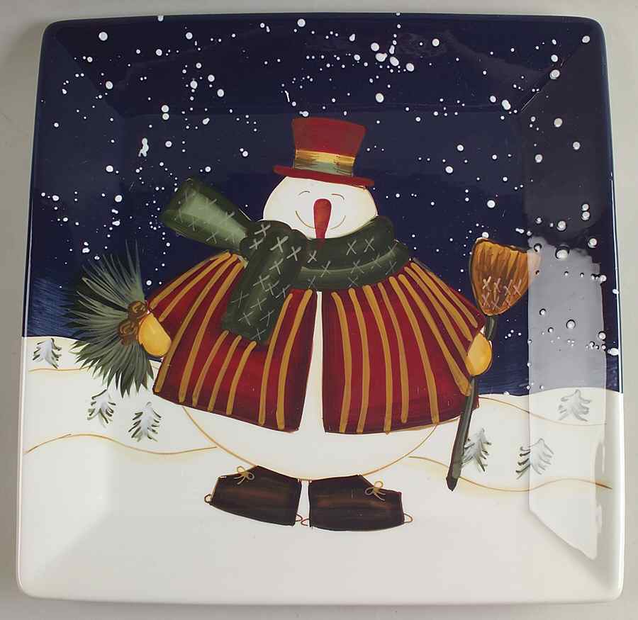 Top Hat Snowman 13" Square Serving Platter by Certified International-1