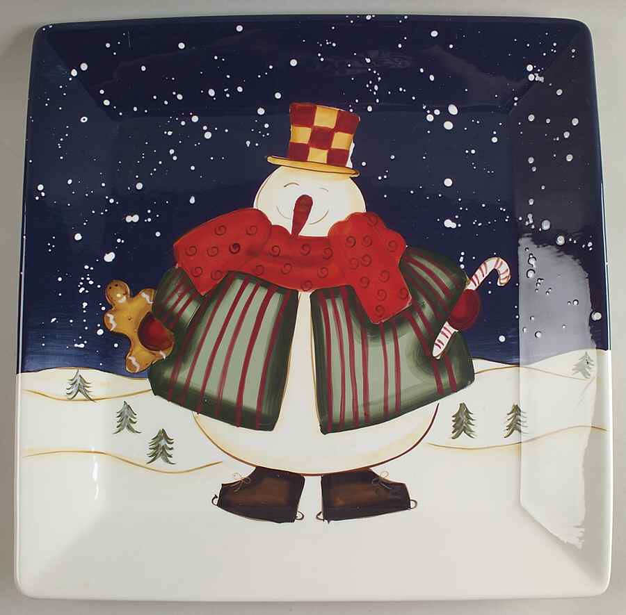 Top Hat Snowman 13" Square Serving Platter by Certified International-1