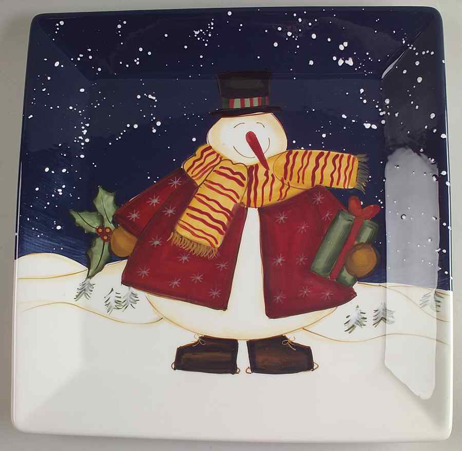 Top Hat Snowman 13" Square Serving Platter by Certified International-1