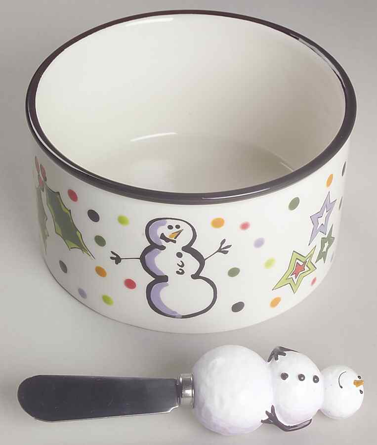 Confetti Snowman Dip Bowl & Spreader Set by Certified International-1