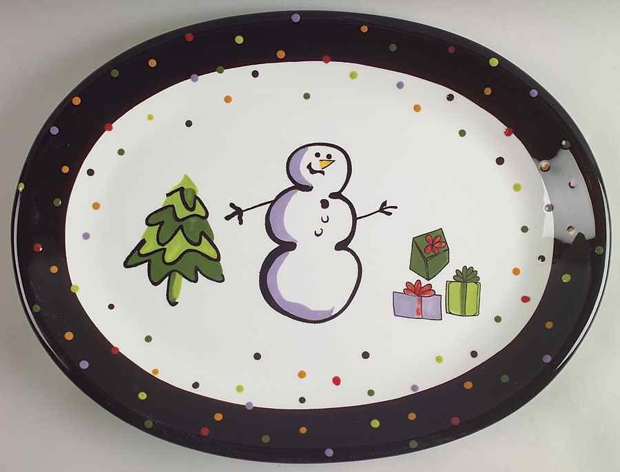 Confetti Snowman 16" Oval Serving Platter by Certified International-1