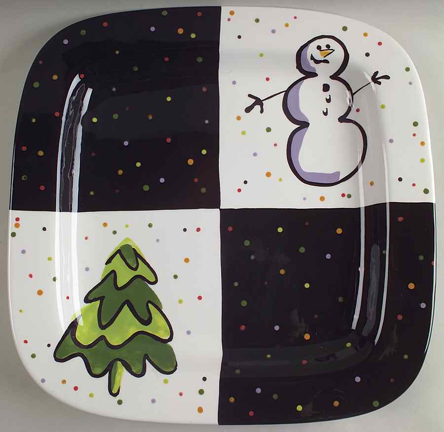 Confetti Snowman 16" Square Serving Platter by Certified International-1