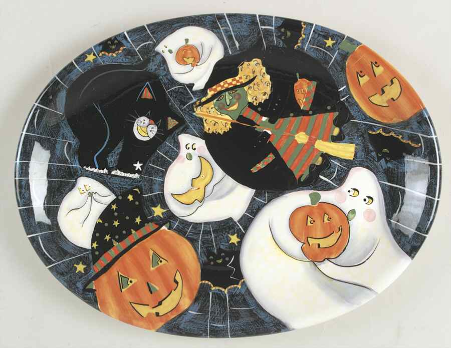 Roly Poly Halloween 16" Oval Serving Platter by Certified International-1