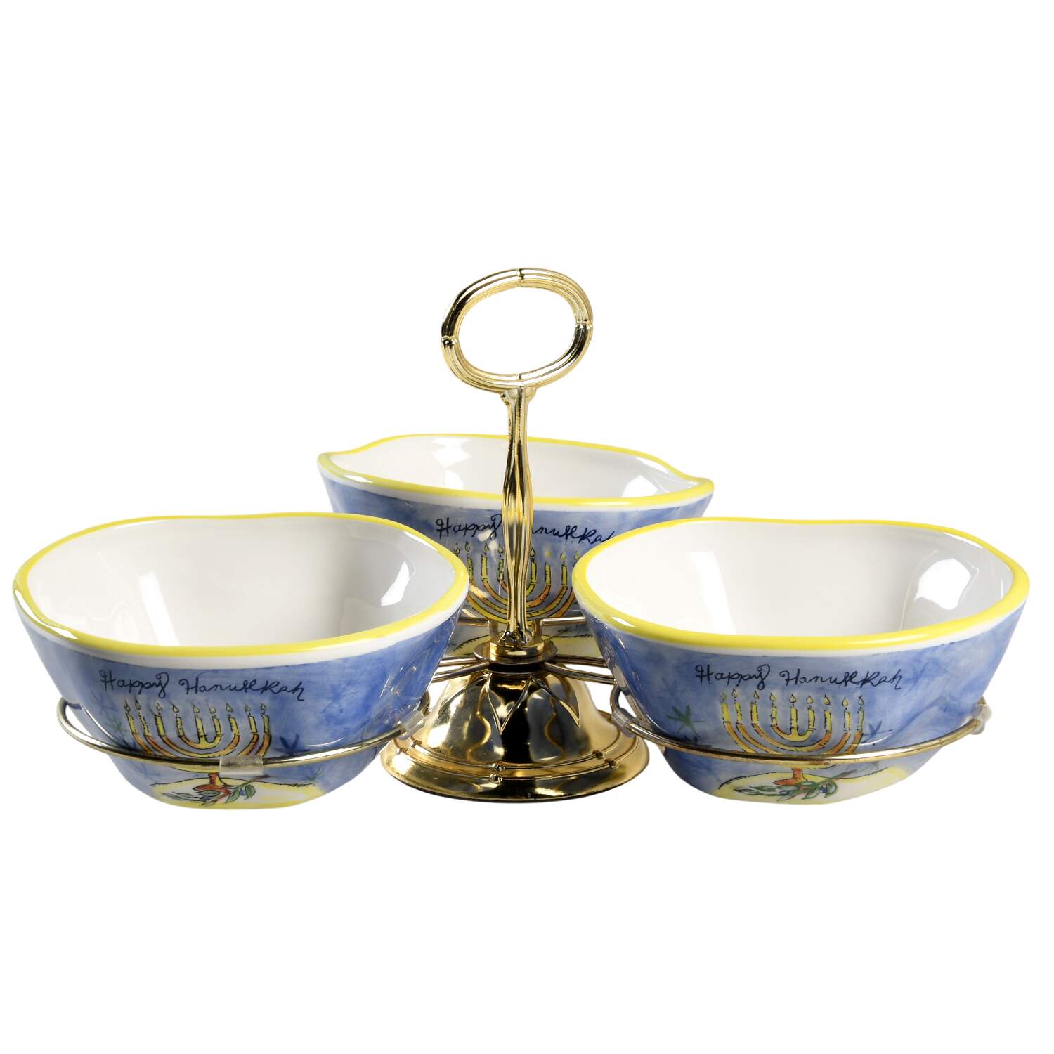 Hanukkah 7" x 12" 3-Part Relish & Metal Stand (CERC) HC by Certified International-1