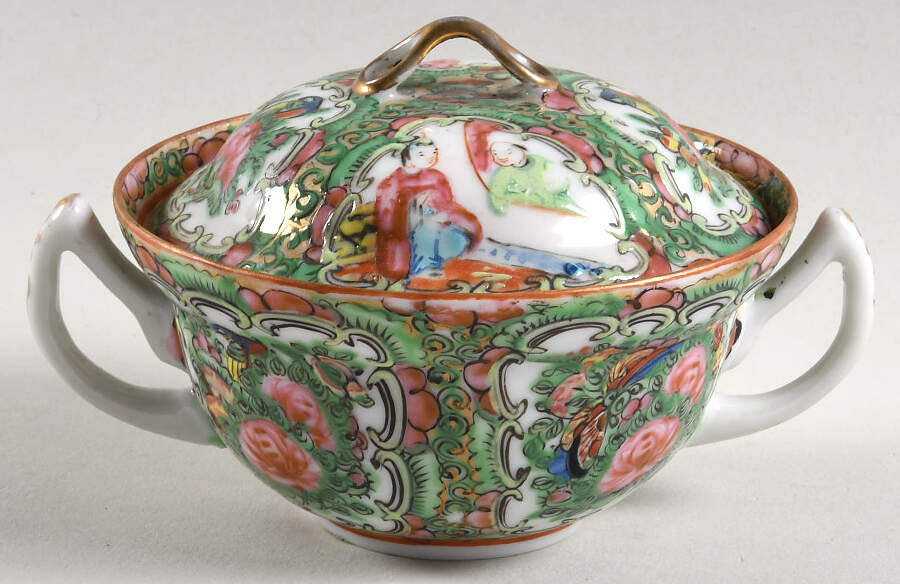 Rose Medallion (With People) Mini Sugar Bowl & Lid by China (Made in China)-1