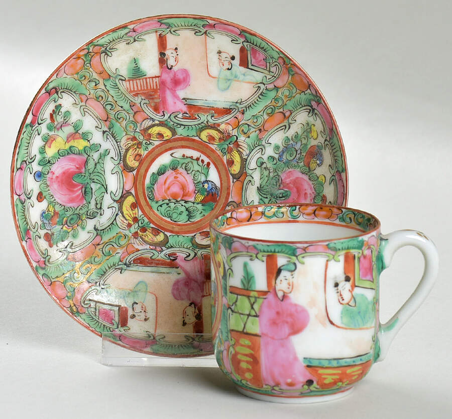 Rose Medallion (With People) Flat Demitasse Cup & Saucer Set by China (Made in China)-1
