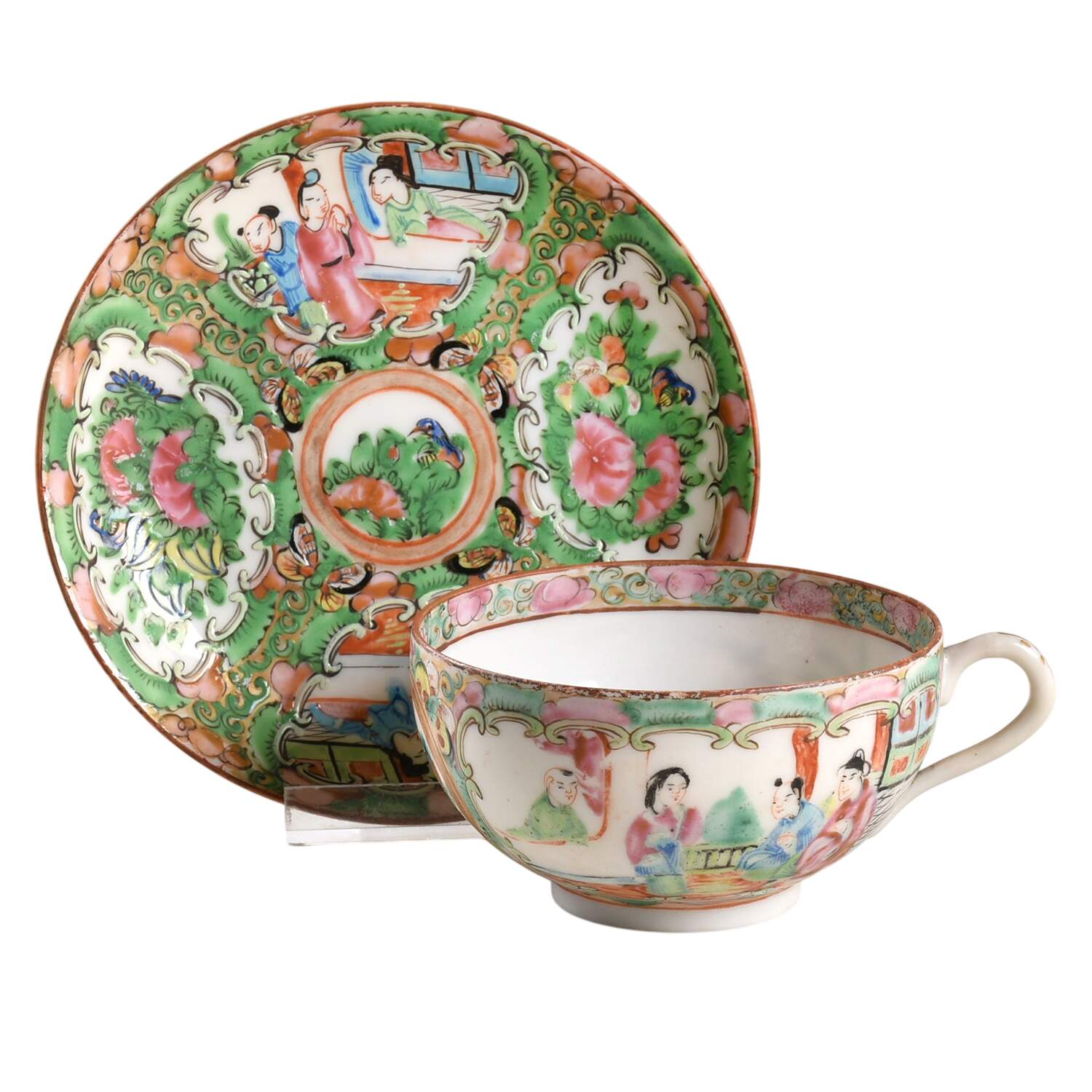 Rose Medallion (With People) Footed Cup & Saucer Set by China (Made in China)-1