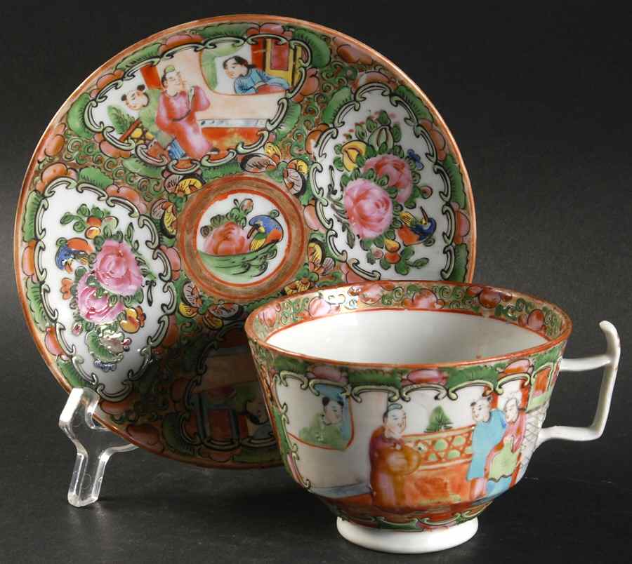 Rose Medallion (With People) Footed Cup & Saucer Set by China (Made in China)-1