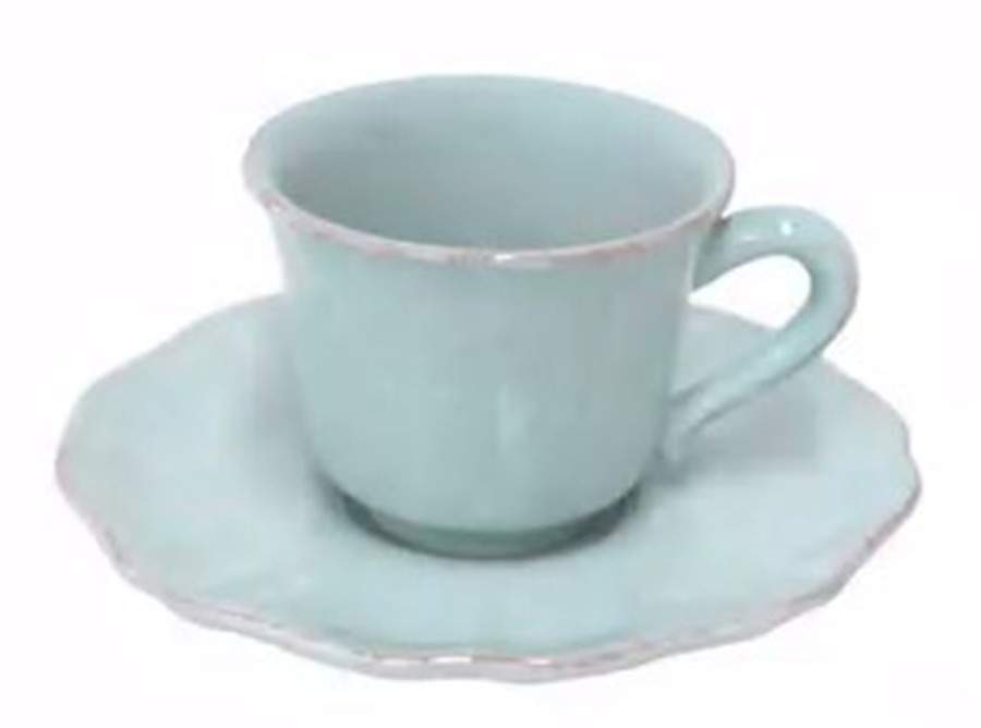 Impressions Robin's Egg (Blue) Flat Demitasse Cup & Saucer Set by Casafina-1