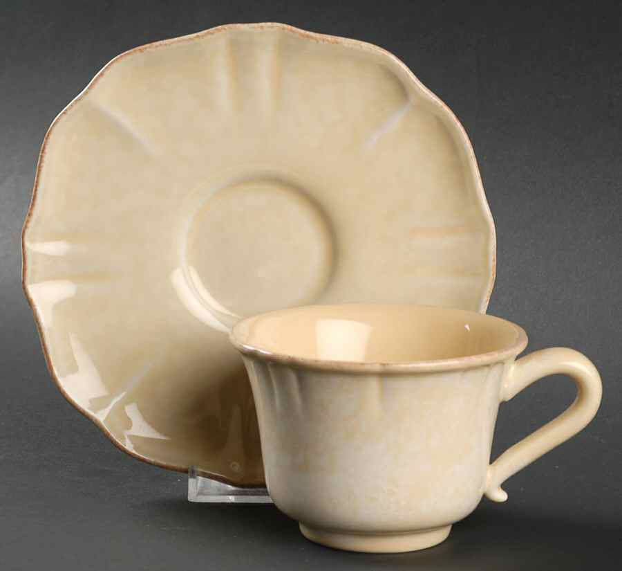 Impressions Buttercream (Yellow) Flat Cup & Saucer Set by Casafina-1