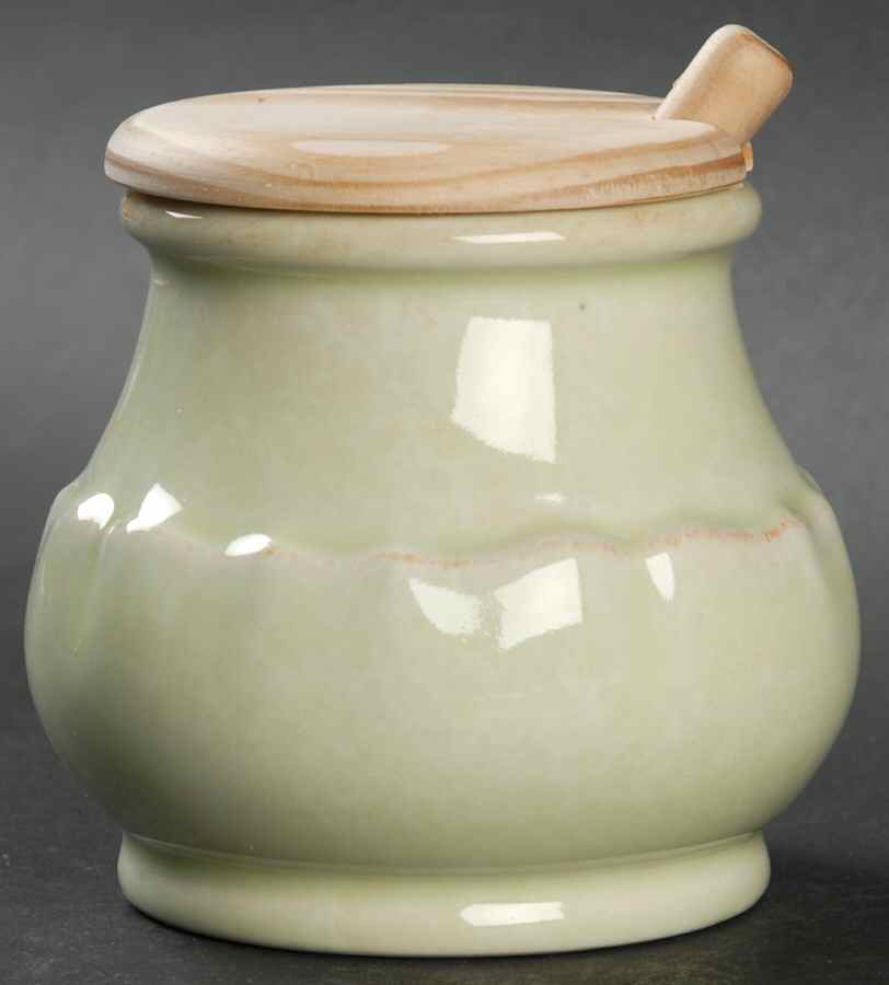 Impressions Celadon (Green) Mustard Jar & Lid by Casafina-1
