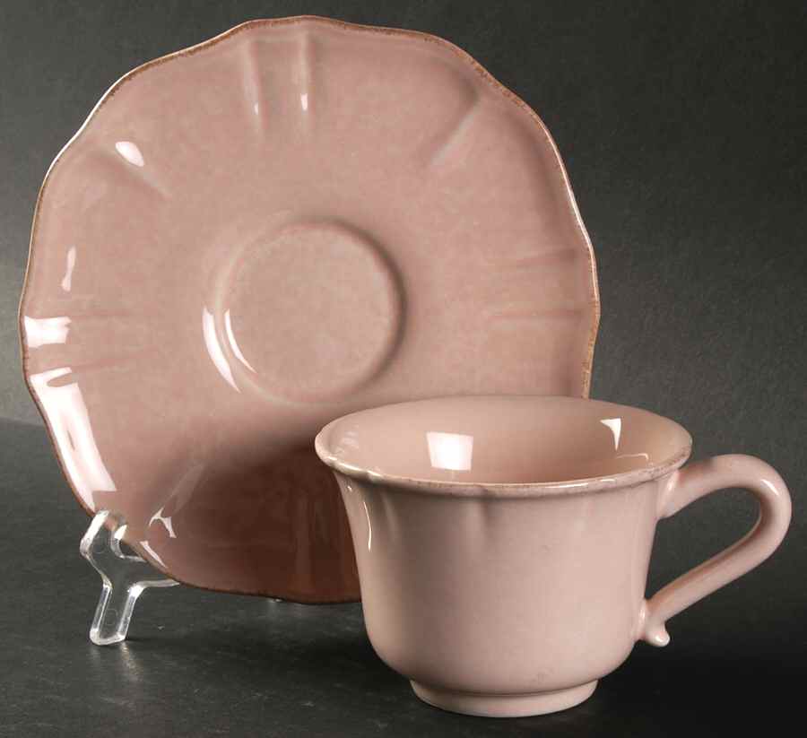 Impressions Blush (Pink) Flat Cup & Saucer Set by Casafina-1