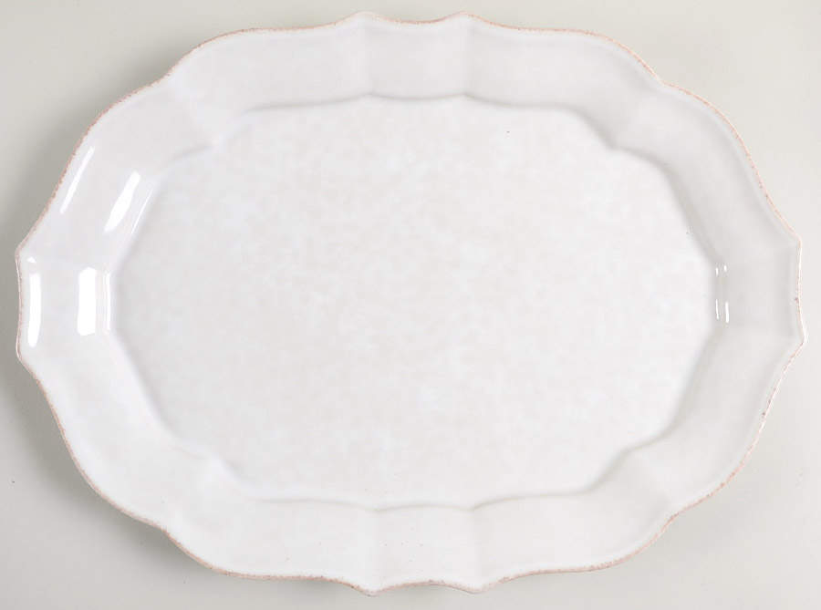 Impressions Linen White 13" Oval Serving Platter by Casafina-1