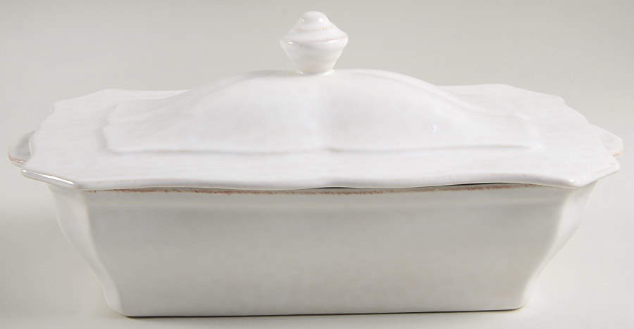 Impressions Linen White 1.5 Quart Rectangular Casserole with Lid by Casafina-1