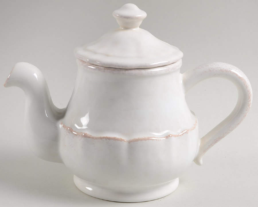 Impressions Linen White Small Teapot & Lid by Casafina-1