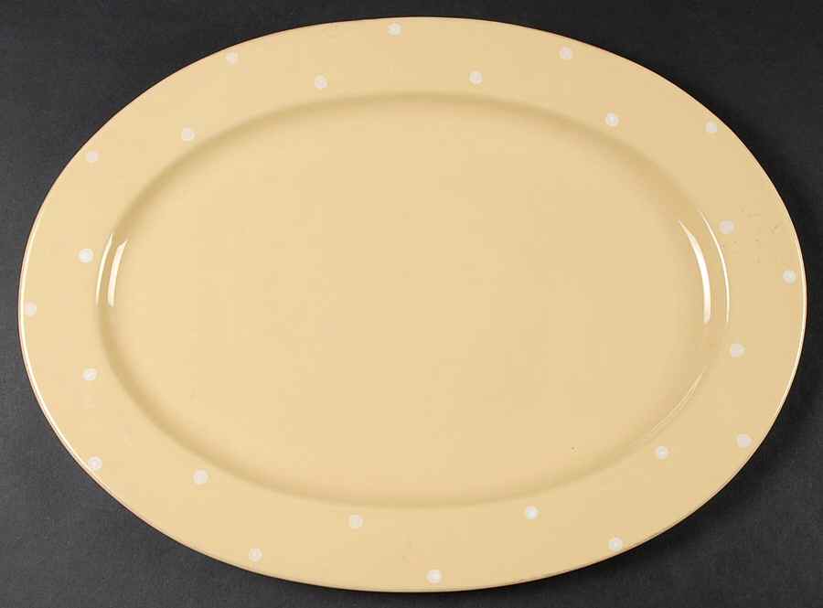 Polka Dots Yellow 16" Oval Serving Platter by Casafina-1