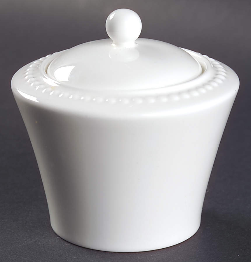 White Pearl Sugar Bowl & Lid by Crate & Barrel-1
