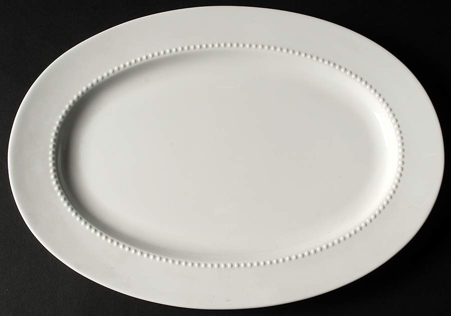 White Pearl 14" Oval Serving Platter by Crate & Barrel-1