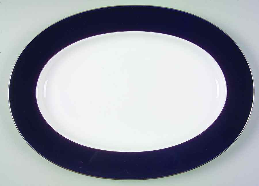 Platinum Line Cobalt 15" Oval Serving Platter by Crate & Barrel-1