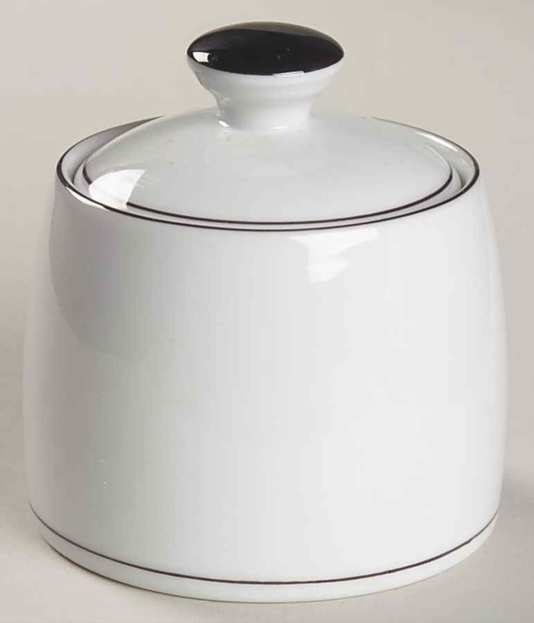 Dune (Black Trim) Sugar Bowl & Lid by Crate & Barrel-1