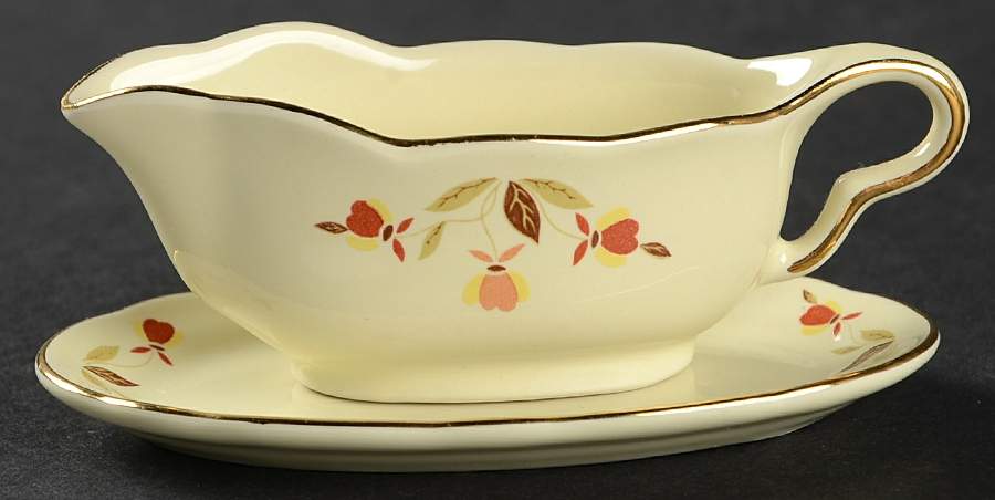 Autumn Leaf Miniature Gravy Boat & Underplate by China Specialties-1