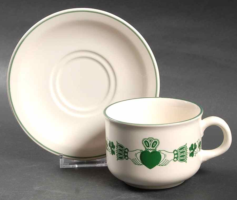 Shamrock Flat Cup & Saucer Set by Carrigaline-1