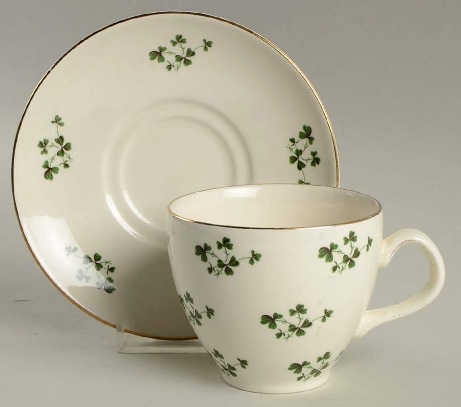 Shamrock Footed Cup & Saucer Set by Carrigaline-1