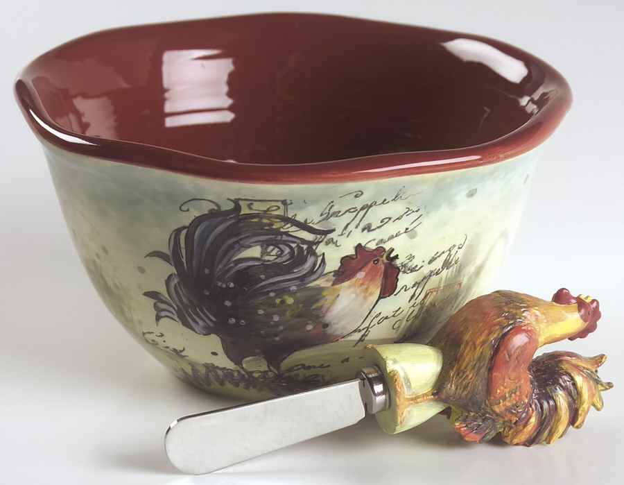 Le Rooster Dip Bowl & Spreader Set by Certified International-1