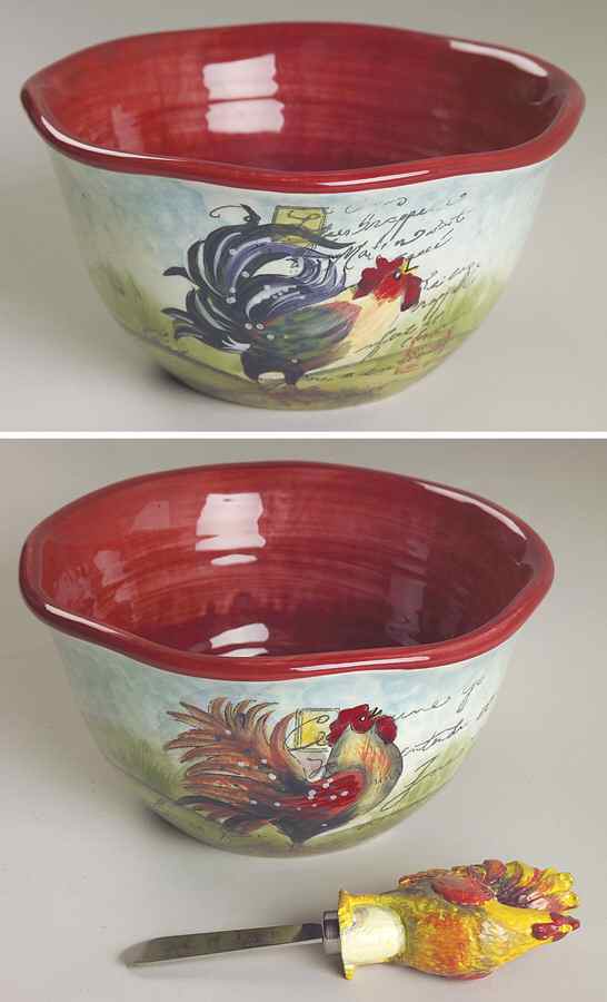 Le Rooster Ice Cream/Dip Bowl W/Spreader by Certified International-1