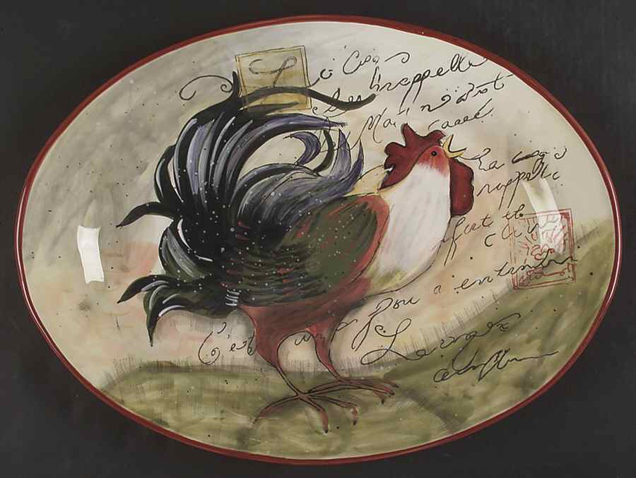 Le Rooster 18" Oval Serving Platter by Certified International-1