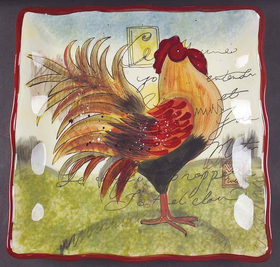 Le Rooster 13" Square Serving Platter by Certified International-1