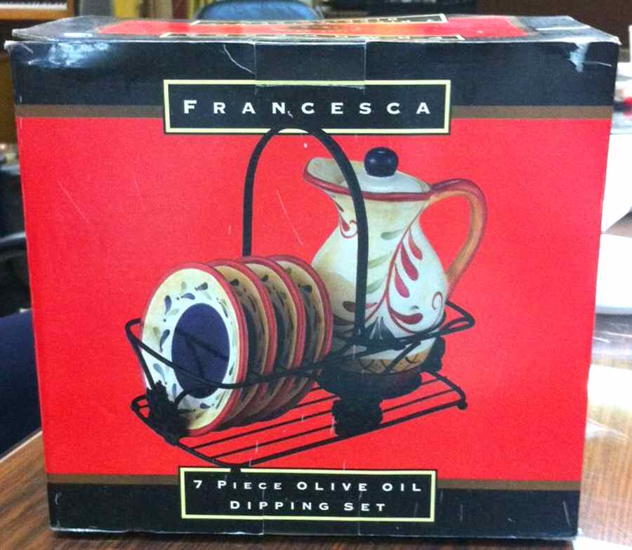 Francesca (Pamela Gladding) (7 Pc) Oil Set (Oil&Lid,4 Dip Plates & Metal Std) by Certified International-1