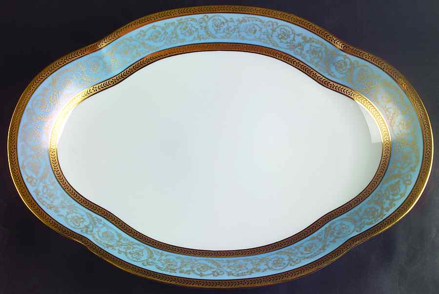 Edith Blue (Lafayette Shape) 16" Oval Serving Platter by Charles Field Haviland-1