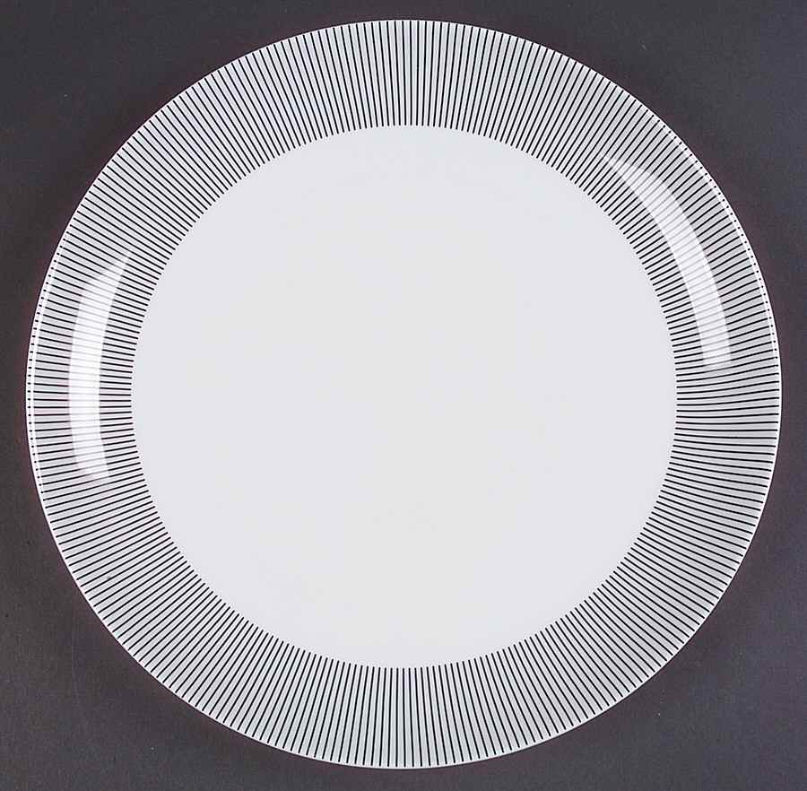 Pinstripe Black Dinner Plate by Crate & Barrel-1