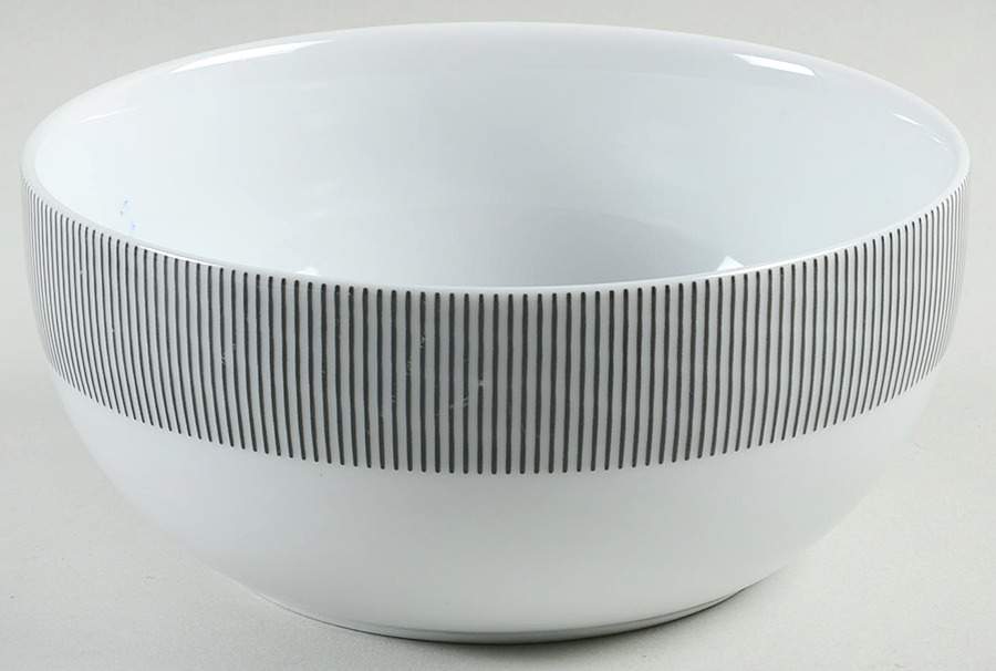 Pinstripe Black Coupe Cereal Bowl by Crate & Barrel-1