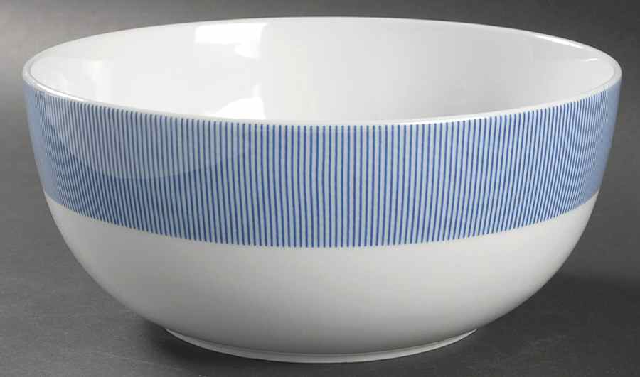 Pinstripe Blue 9" Round Vegetable Bowl by Crate & Barrel-1