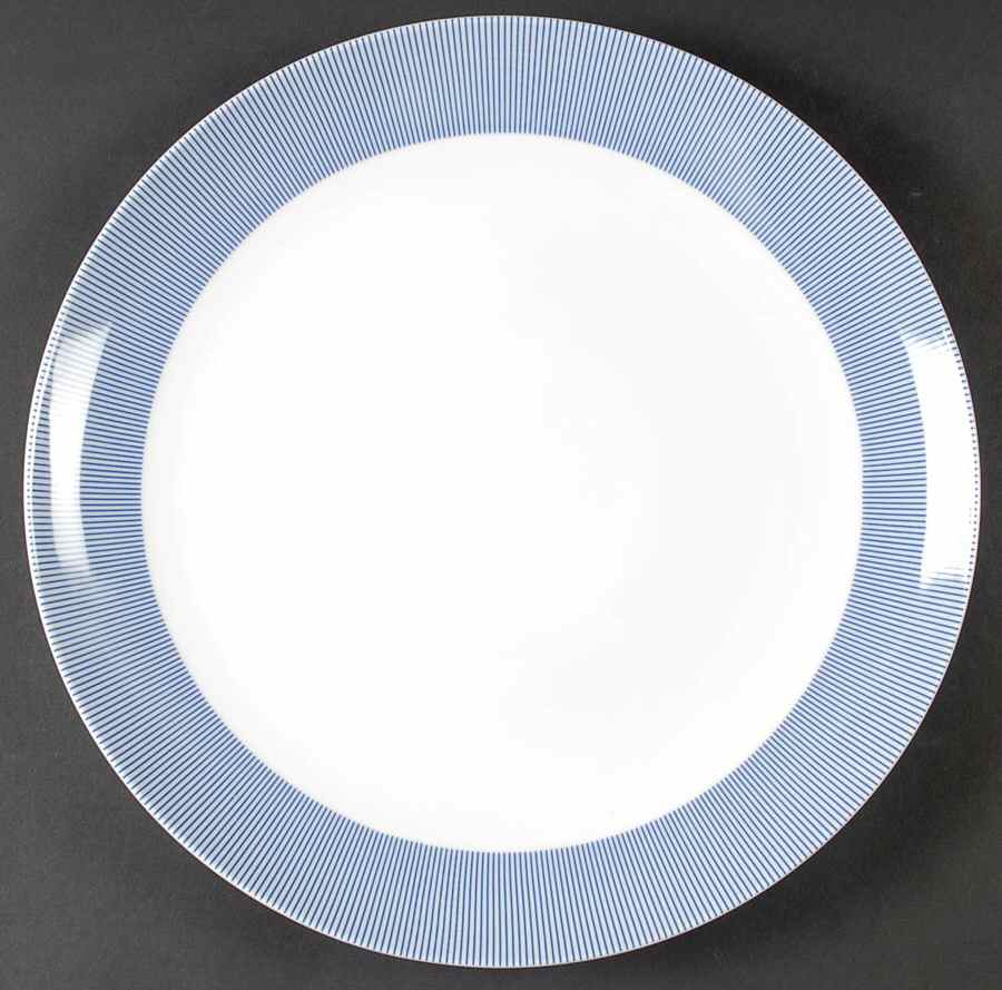 Pinstripe Blue 13" Chop Plate (Round Platter) by Crate & Barrel-1