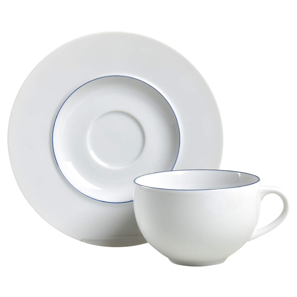 Epoch Blue Line Flat Cup & Saucer Set by Crate & Barrel-1