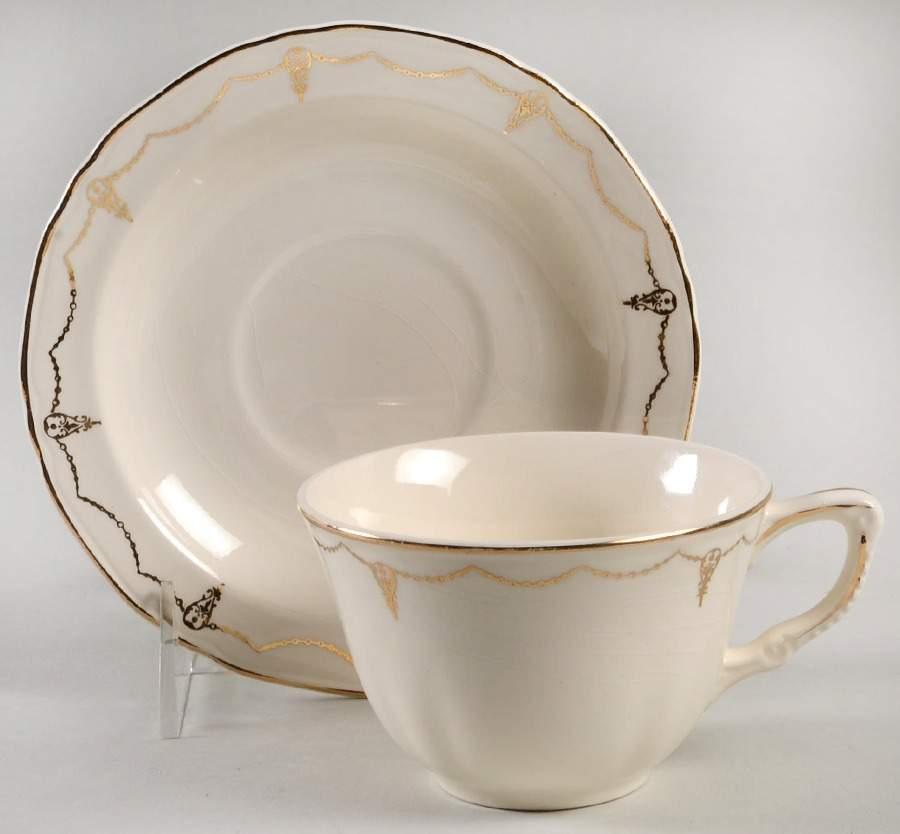 CRP146 Flat Cup & Saucer Set by Crown Potteries-1