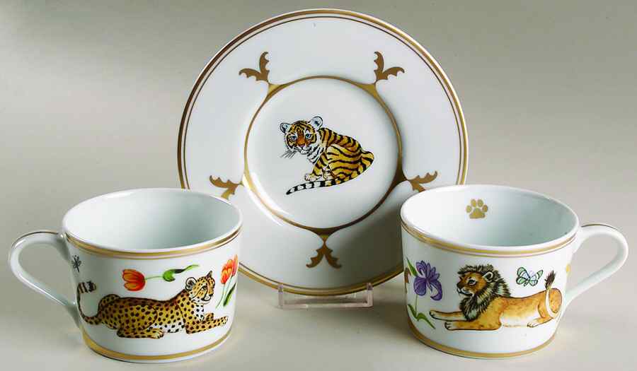 Cats Flat Cup & Saucer Set by Lynn Chase-1