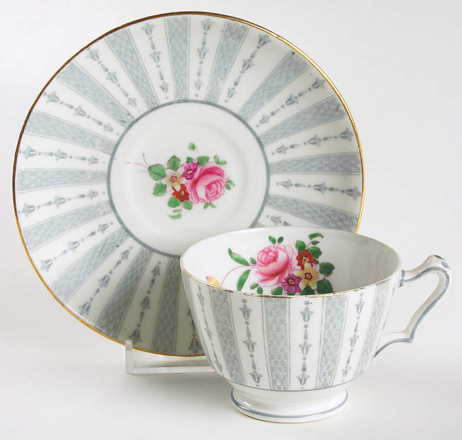 F9213 (Gray) Footed Cup & Saucer Set by Crown Staffordshire-1