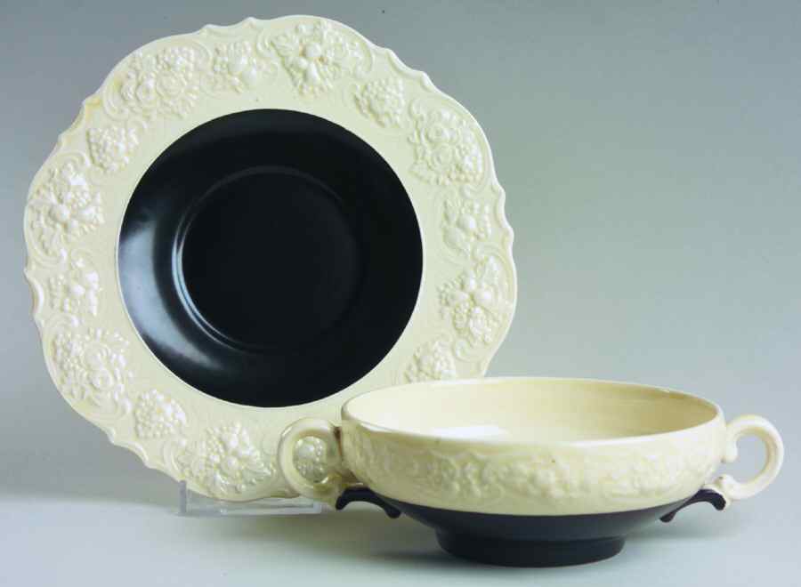 CRD185 Footed Cream Soup Bowl & Saucer Set by Crown Ducal-1