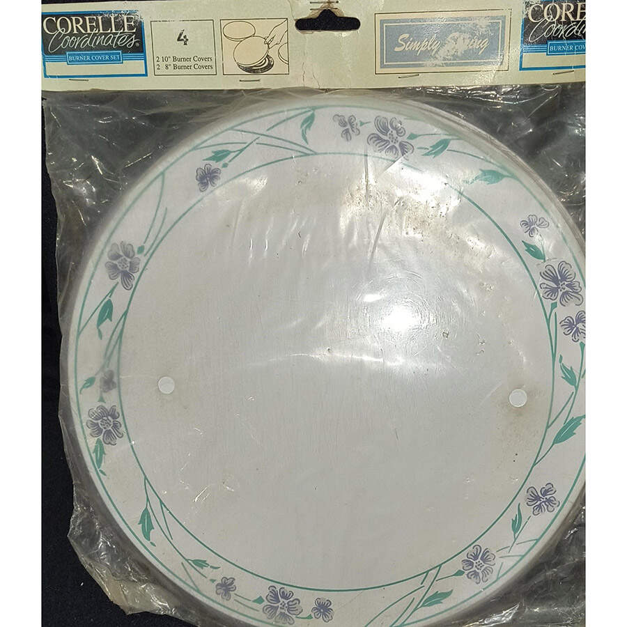 Simply Spring (Corelle) (Set/4) Tin Stove Covers-2 8" & 2 10" Round Covers by Corning Corelle-1