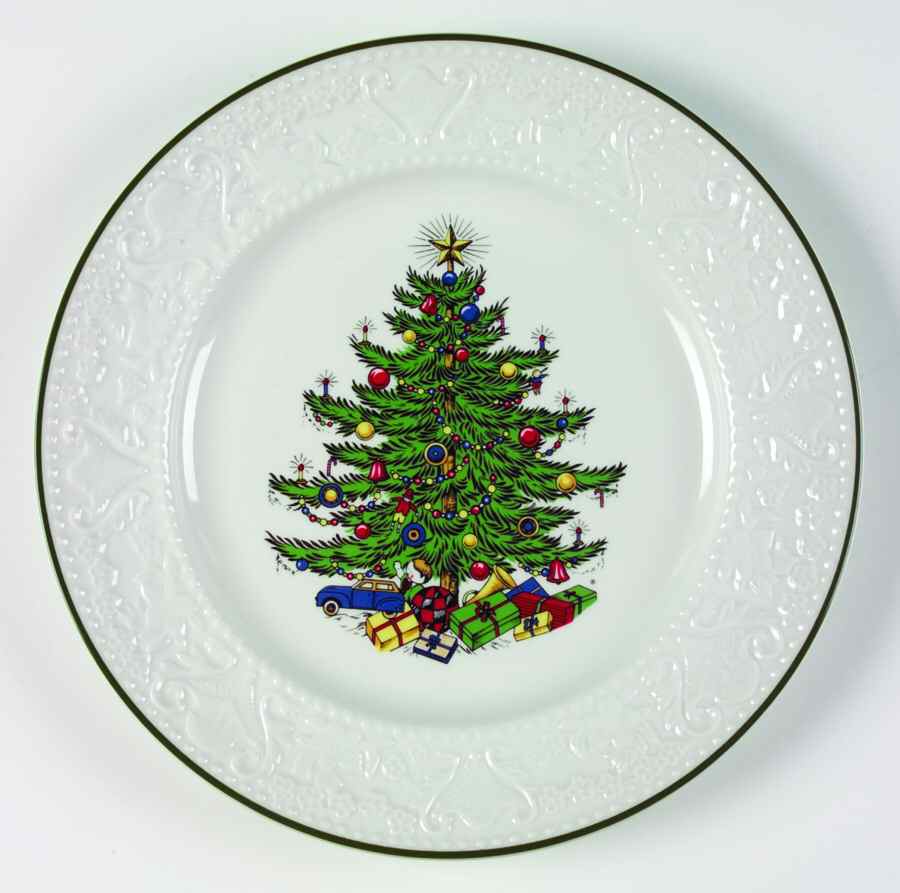 Dickens Embossed Christmas (White) Dinner Plate by Cuthbertson-1