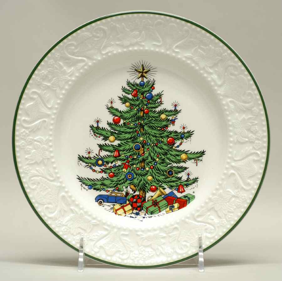 Dickens Embossed Christmas (White) Salad Plate by Cuthbertson-1