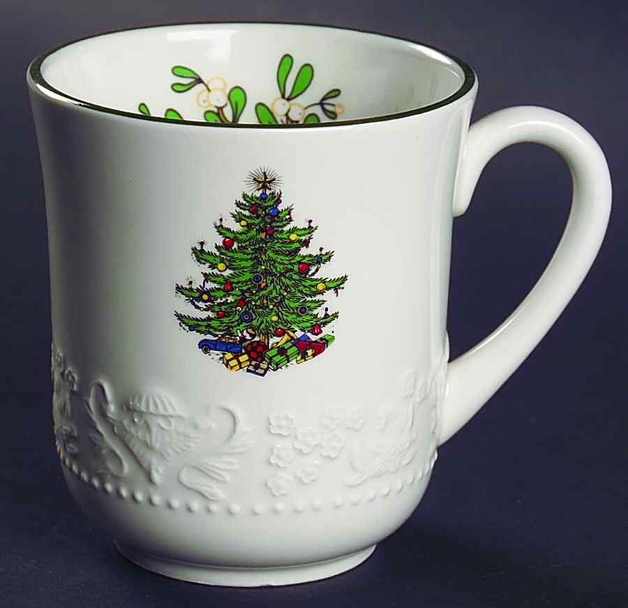 Dickens Embossed Christmas (White) Mug by Cuthbertson-1