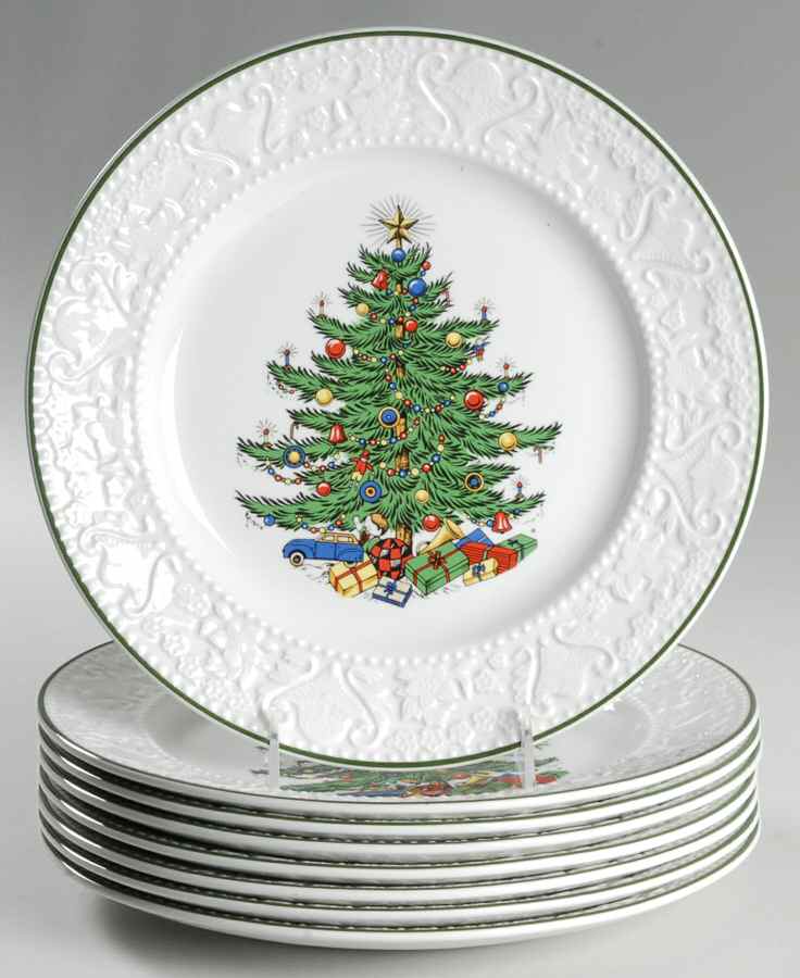 Dickens Embossed Christmas (White) Dinner Plate - Set of 8 by Cuthbertson-1