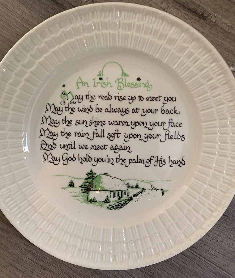 Limpet White (No Trim, Smooth) 8" Irish Blessing Plate by Belleek Pottery (Ireland)-1