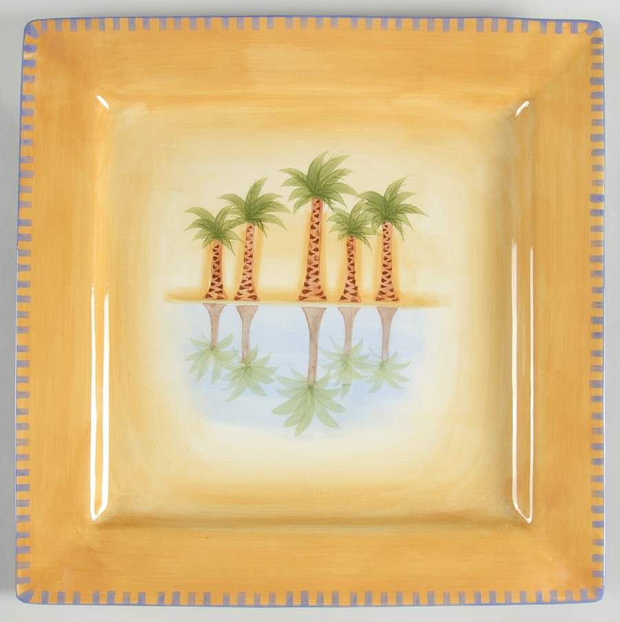 Mirage Palm 16" Square Serving Platter by Clay Art-1
