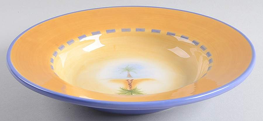 Mirage Palm Large Rim Soup Bowl by Clay Art-1